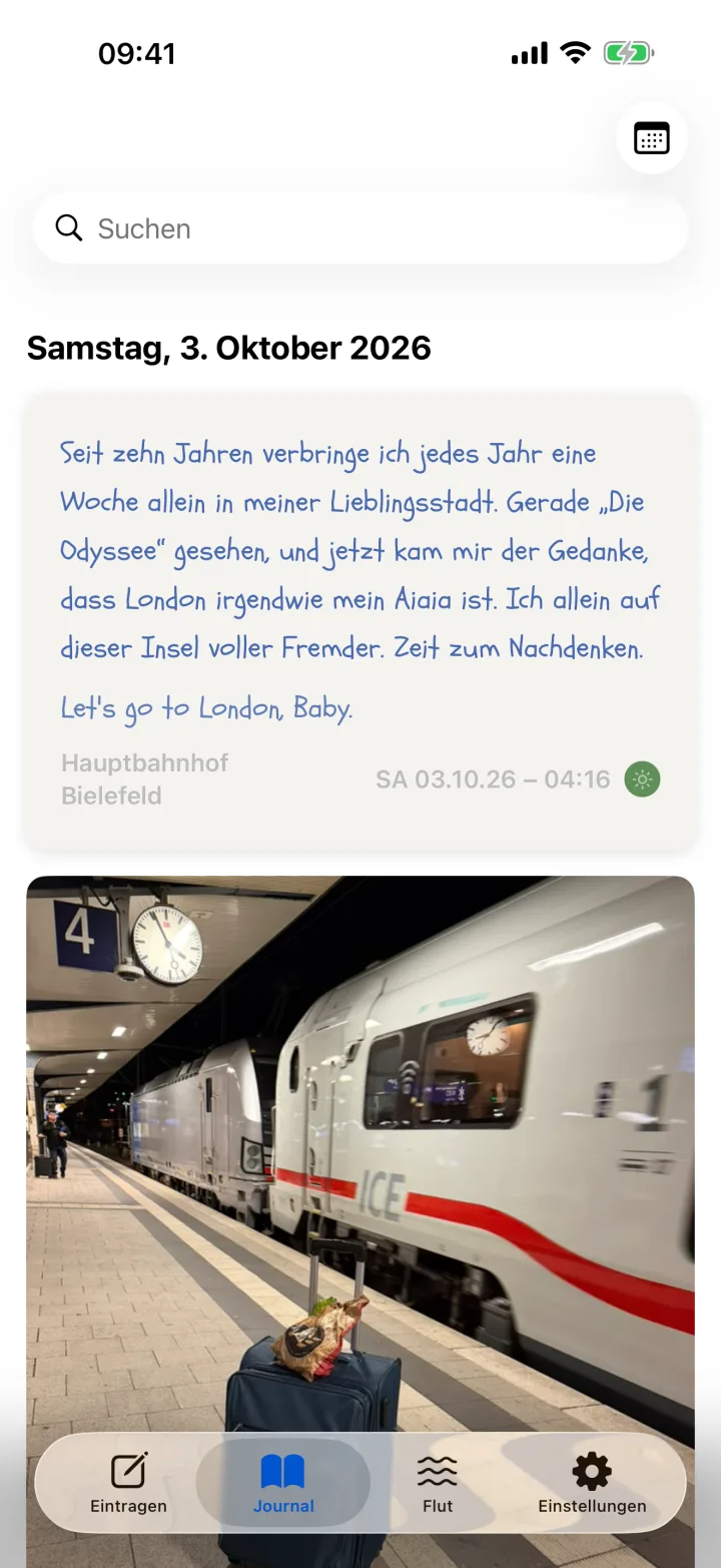 Das Journal im Stil Handschrift 2: blaue Tinte.