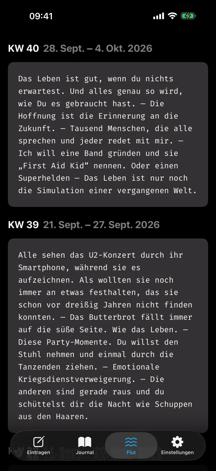 Der Flut-Tab im dunklen Erscheinungsbild.